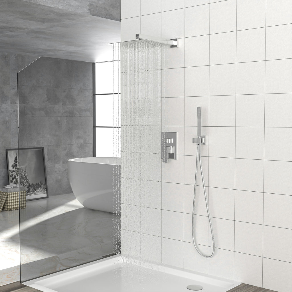 Dual Shower Head - 12 Inch Wall Mounted Square Shower System