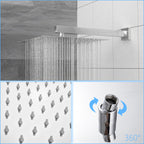Dual Shower Head - 12 Inch Wall Mounted Square Shower System