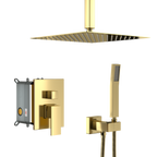 Dual Shower Head - 16 Inch Ceiling Mount Square Shower System with Rough-in Valve