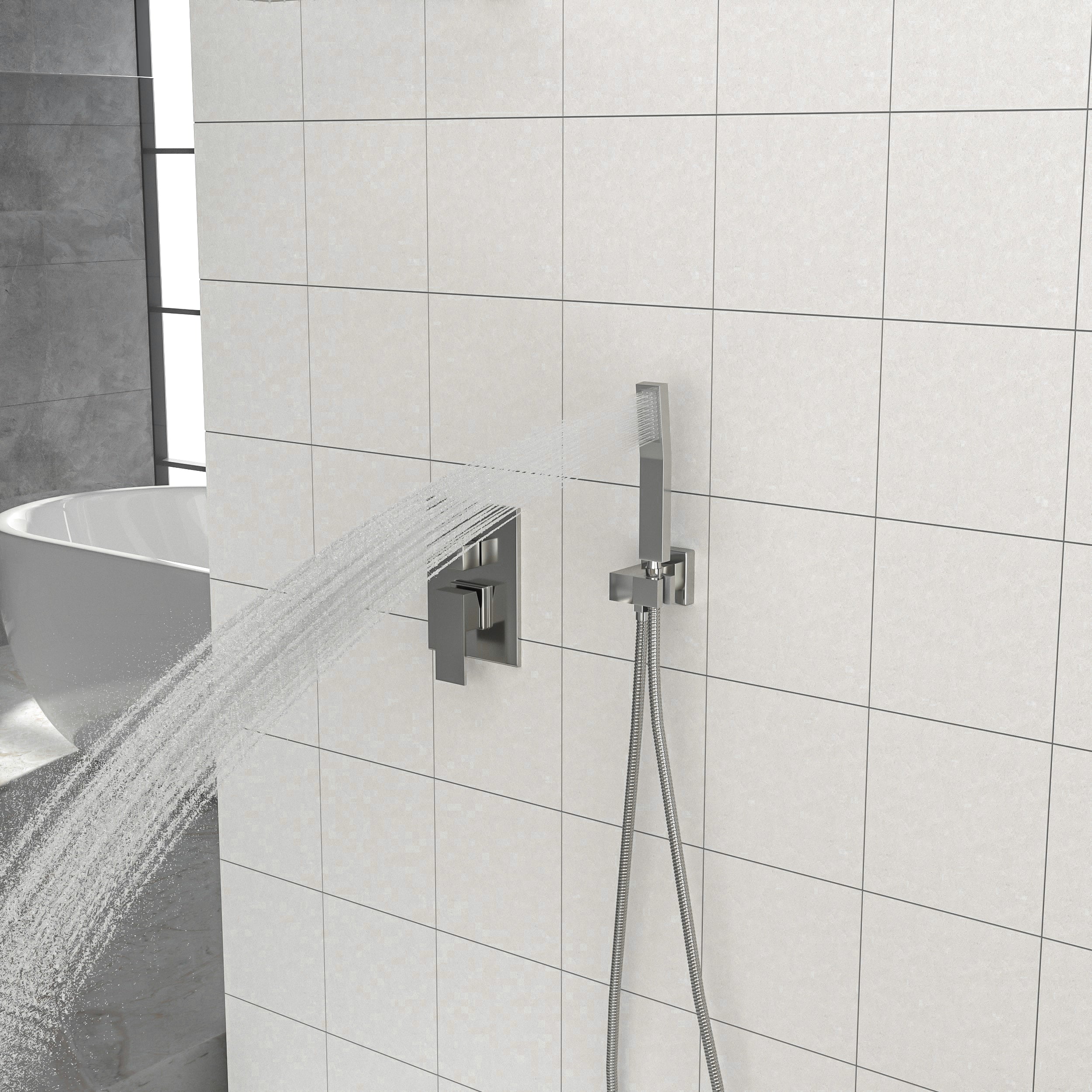 Dual Shower Head - 10 Inch Wall Mounted Square Shower System