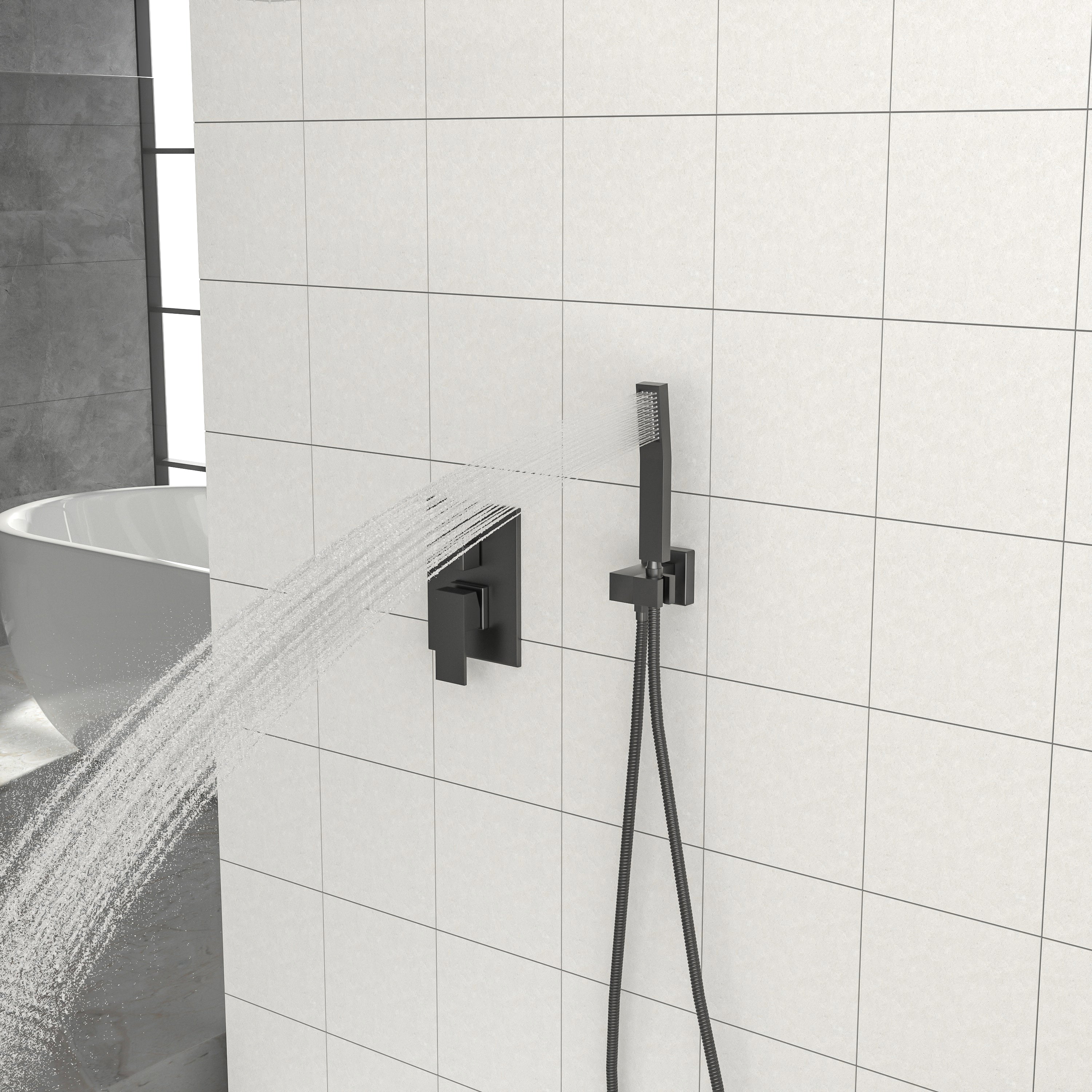 Dual Shower Head - 16 Inch Ceiling Mount Square Shower System