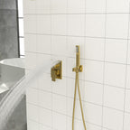 Dual Shower Head - 16 Inch Ceiling Mount Square Shower System with Rough-in Valve