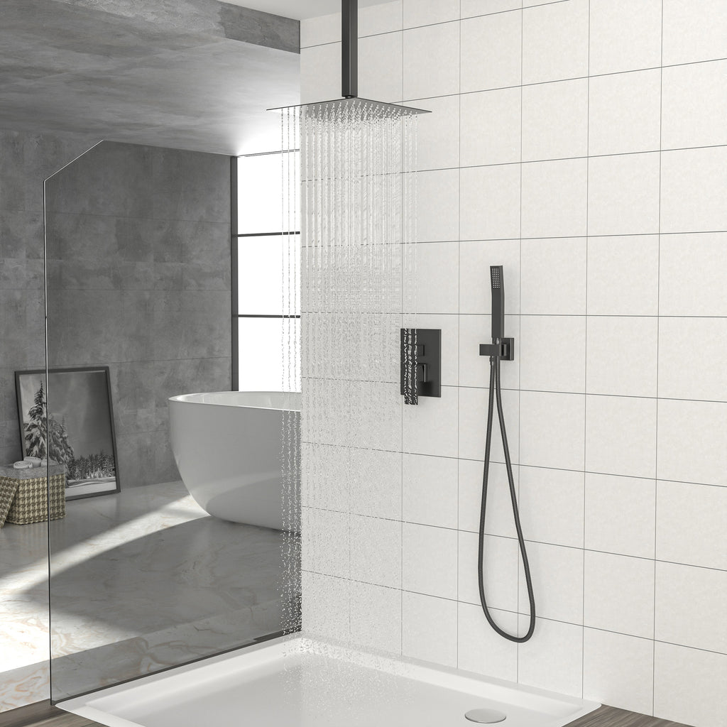 Dual Shower Head - 16 Inch Ceiling Mount Square Shower System