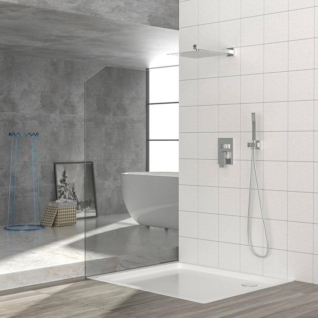 Dual Shower Head - 12 Inch Wall Mounted Square Shower System