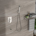 Brushed Nickel Shower System with Waterfall Tub Spout
