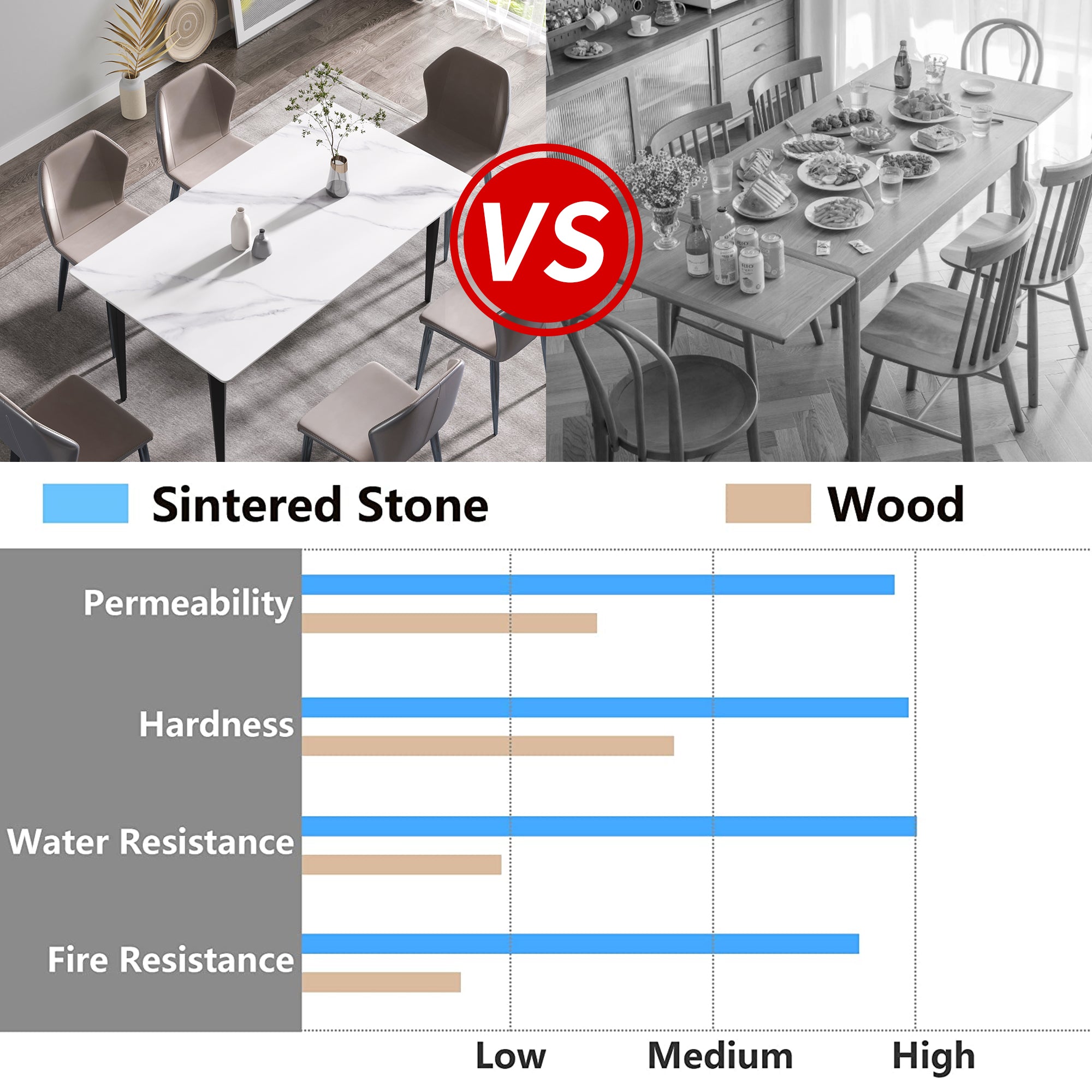 63" Modern Artificial Stone Dining Table