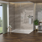 Brushed Nickel Shower System with Waterfall Tub Spout