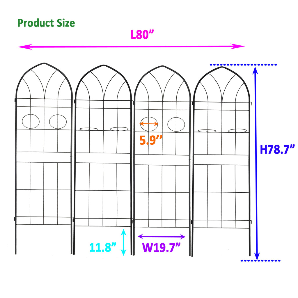 4 Pack Metal Garden Trellis - 78.7" x 19.7"