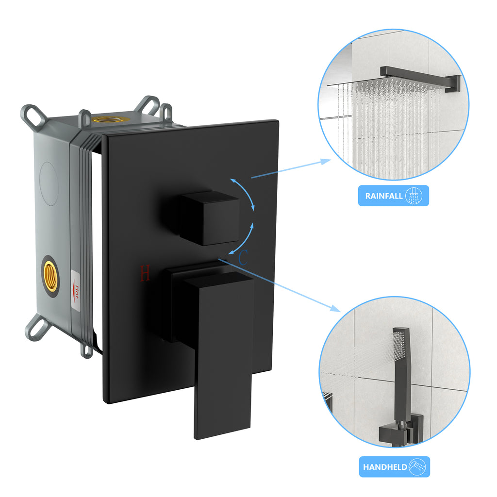 Shower System with Adjustable Slide Bar - Matte Black
