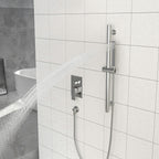 Brushed Nickel Shower System with Adjustable Slide Bar