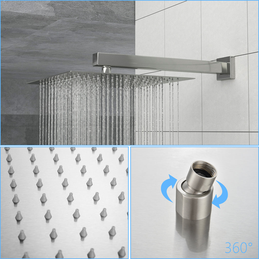 Brushed Nickel Shower System with Adjustable Slide Bar