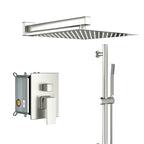 Brushed Nickel Shower System with Adjustable Slide Bar