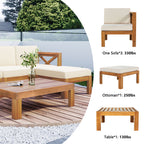 TOPMAX Outdoor Backyard Patio Wood 5-Piece Sectional Sofa Set