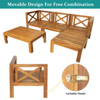 TOPMAX Outdoor Backyard Patio Wood 5-Piece Sectional Sofa Set
