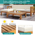 TOPMAX Outdoor Backyard Patio Wood 5-Piece Sectional Sofa Set