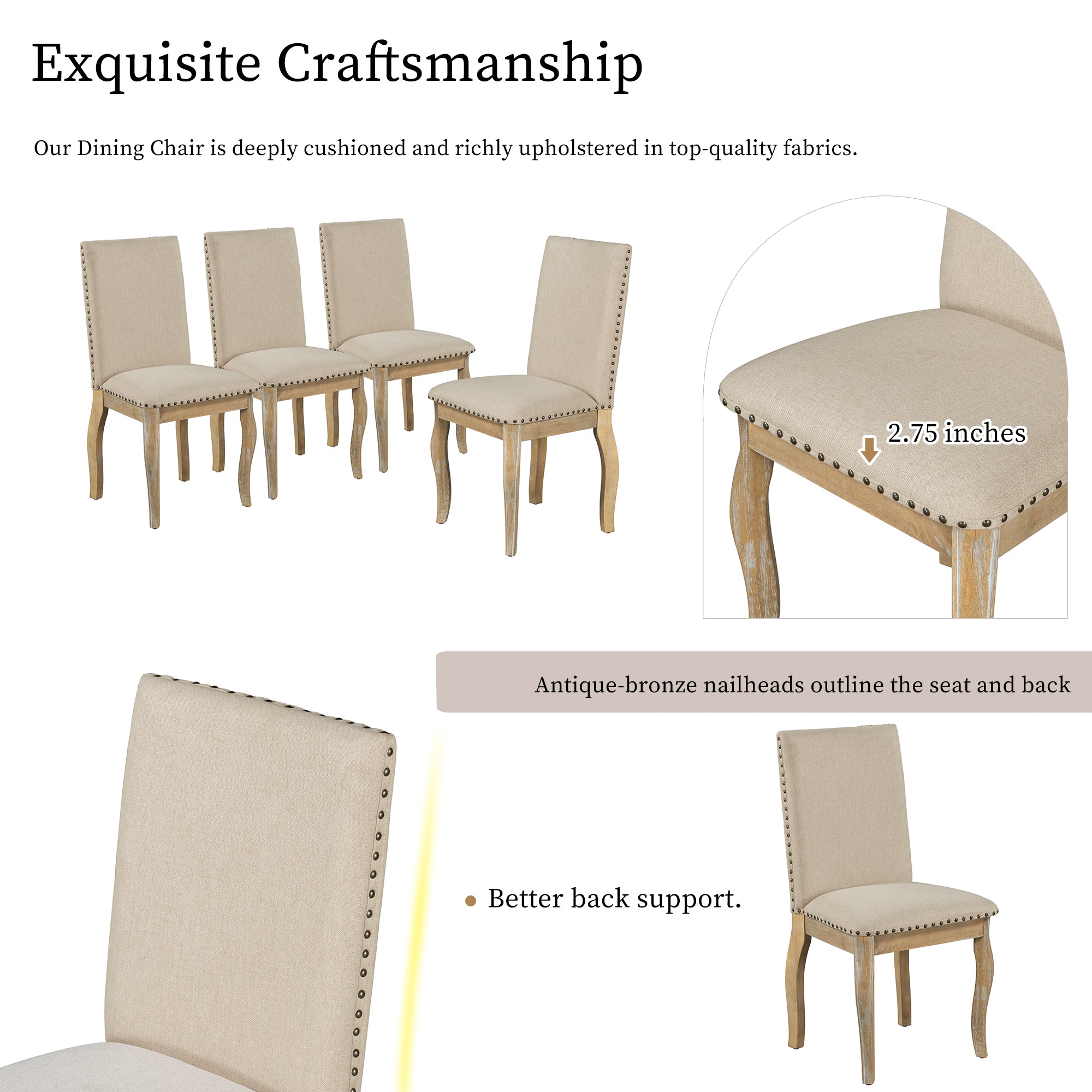 TREXM Set of 2 Upholstered Dining Chairs