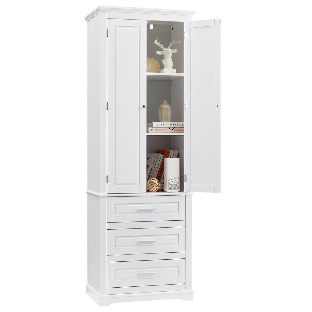 Tall Storage Cabinet With Three Drawers