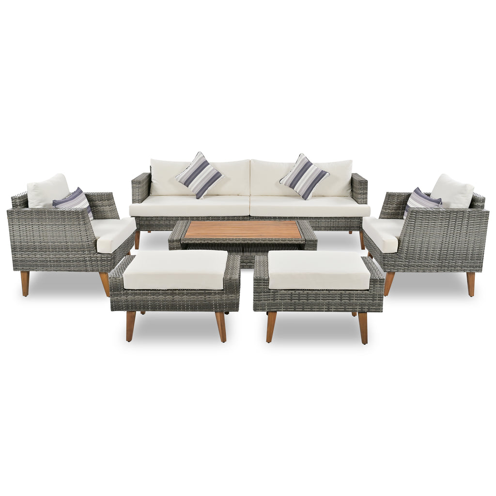 6-Pieces All Weather PE Wicker Sofa Set