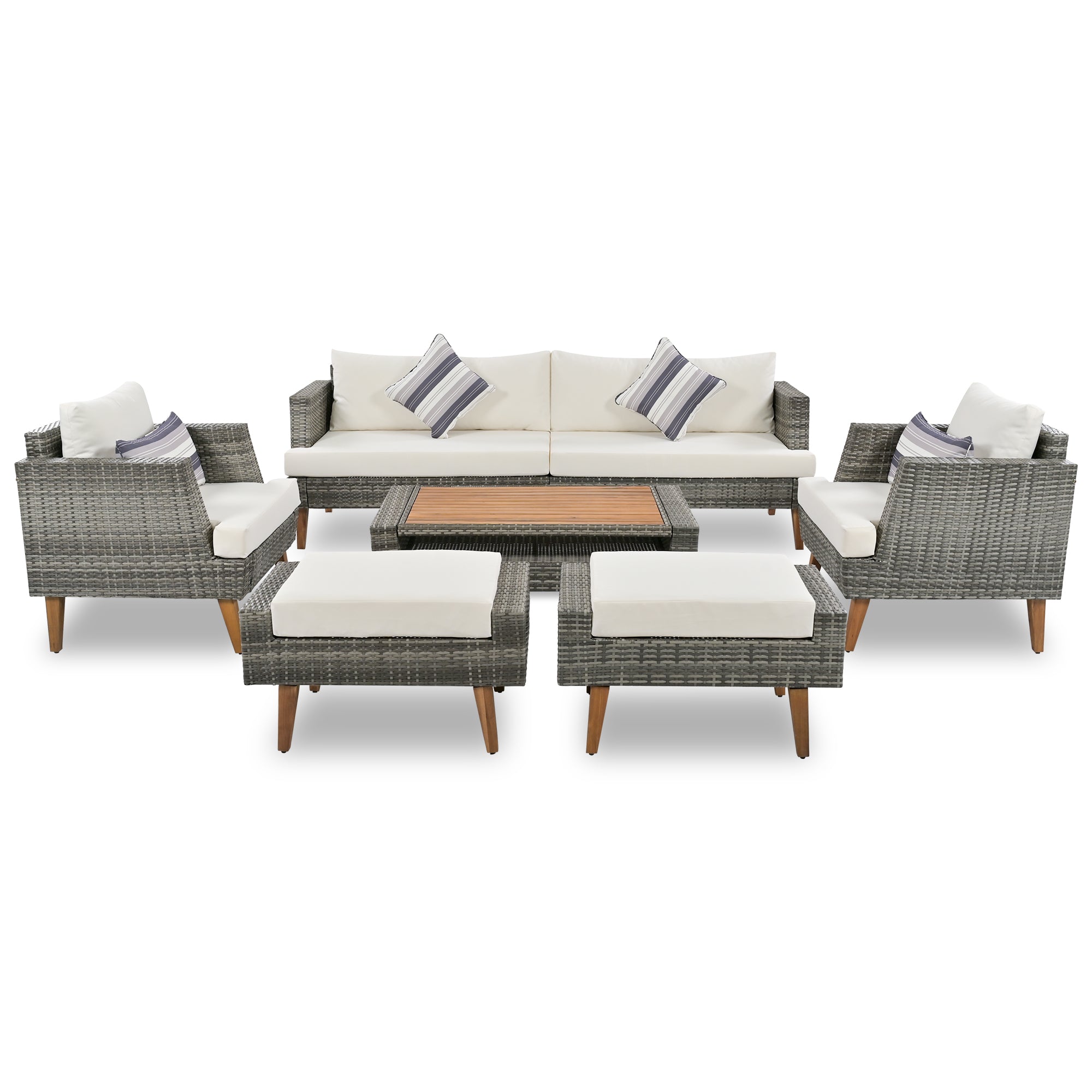 6-Pieces All Weather PE Wicker Sofa Set