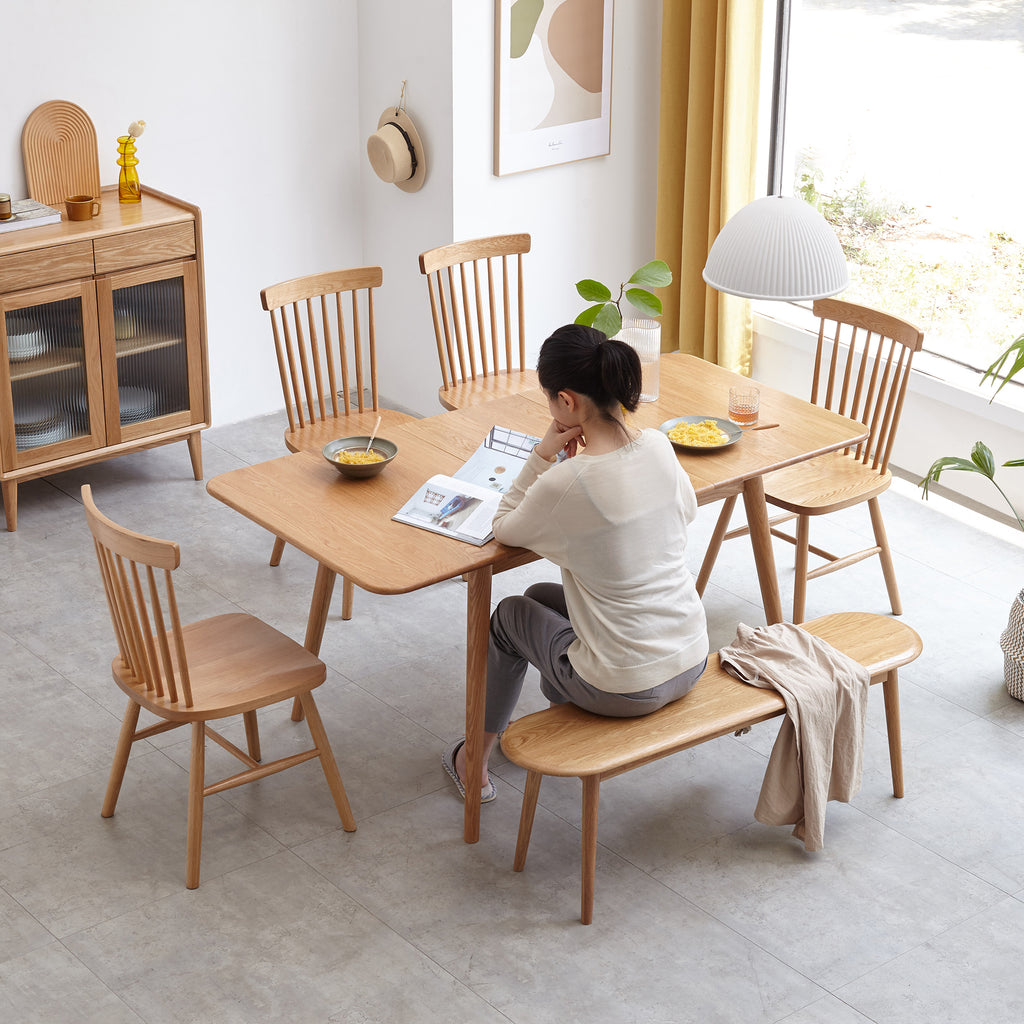 Natural Solid Oak Wood Dining Bench