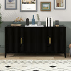 U_Style 61.1'' Modern 4-Vertical Wavy Slatted Doors Sideboard