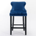 Contemporary Velvet Upholstered Wing-Back Barstools
