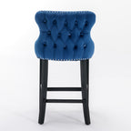 Contemporary Velvet Upholstered Wing-Back Barstools