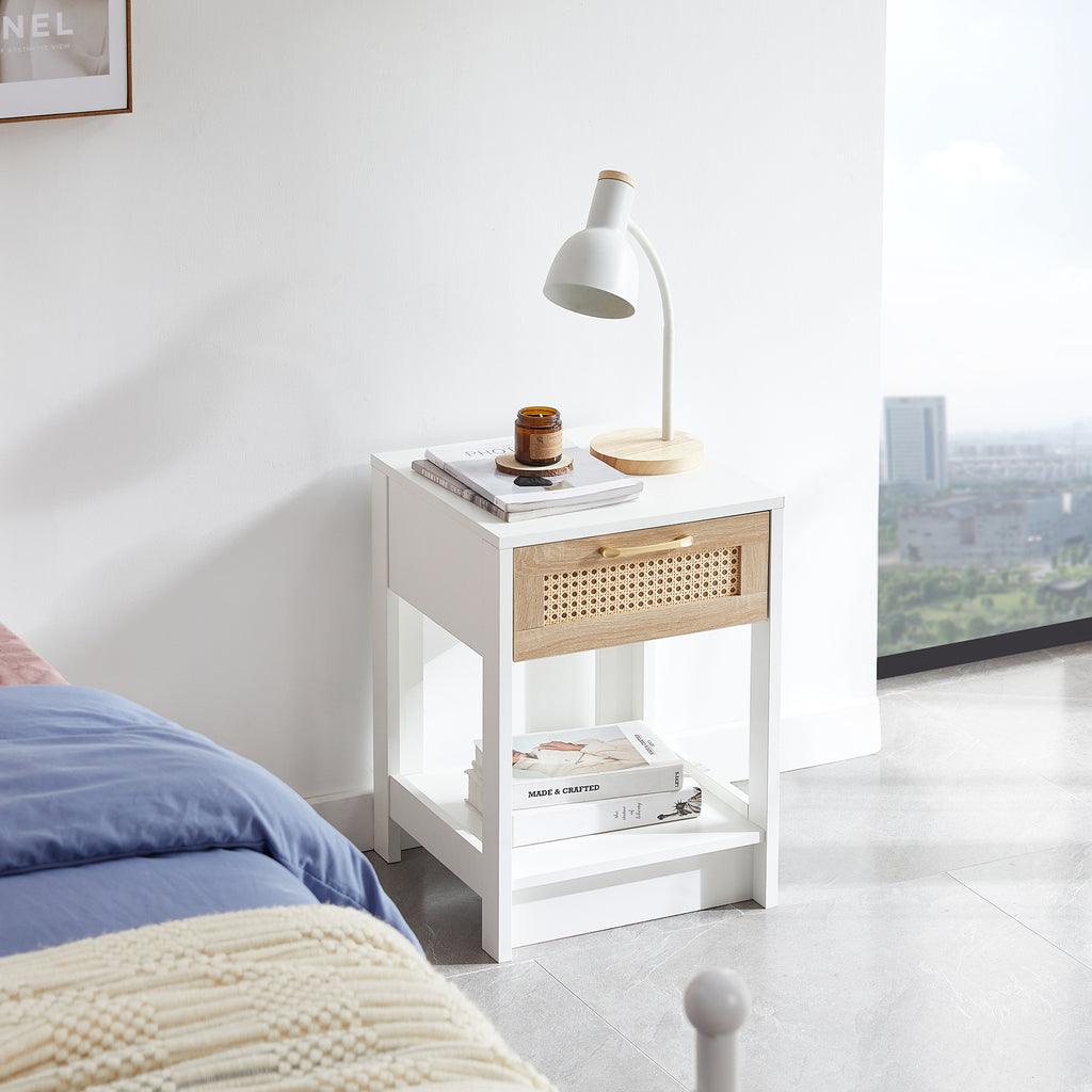 15.75" Rattan End Table with Drawer