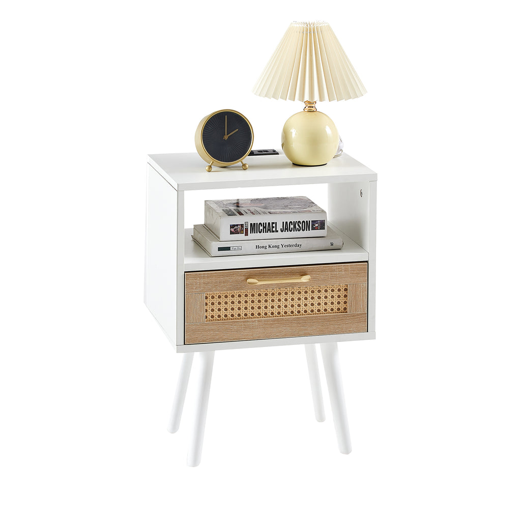 15.75" Rattan End Table with Power Outlet & USB Ports