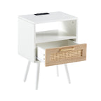 15.75" Rattan End Table with Power Outlet & USB Ports