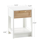 15.75" Rattan End Table with Drawer