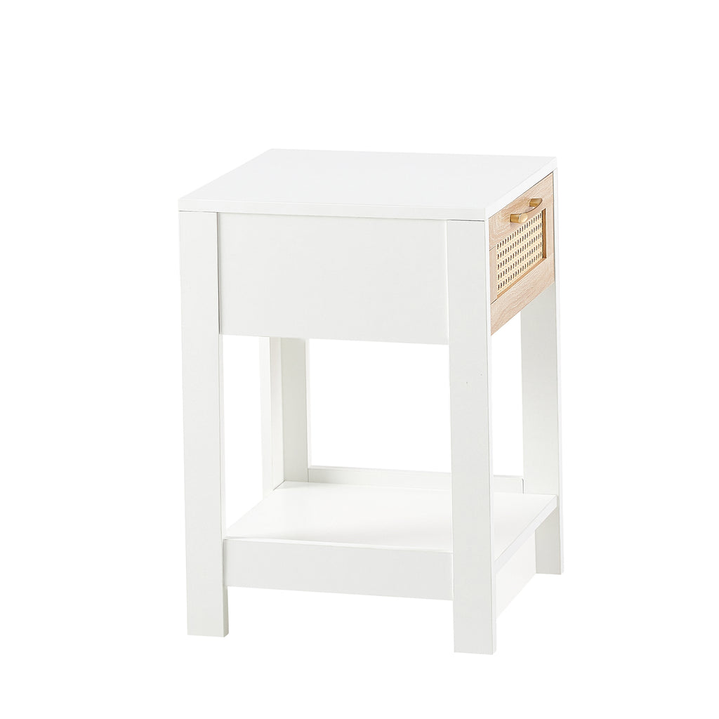 15.75" Rattan End Table with Drawer