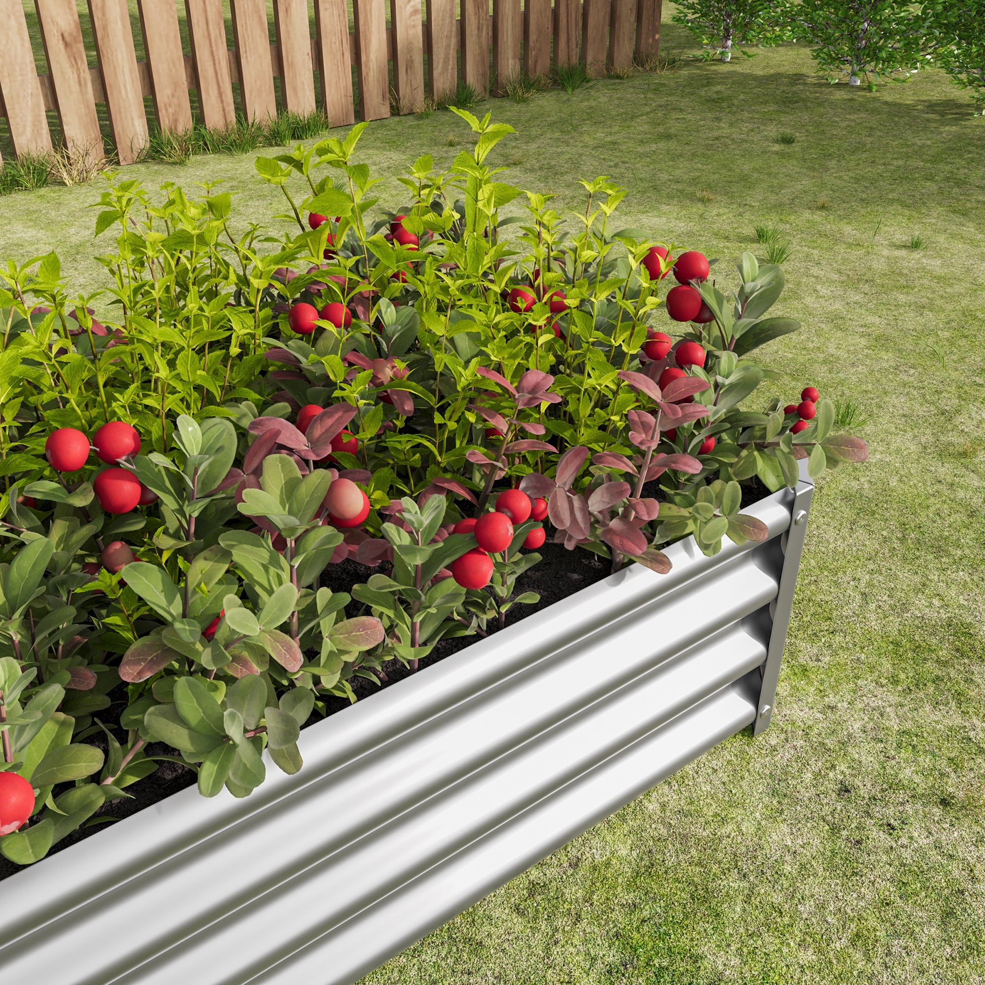 Metal Raised Garden Bed, Rectangle Raised Planter 4×2×1ft