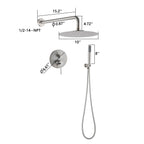 10" Brushed Nickel Round Rain Shower Head and Handheld Shower Head Set