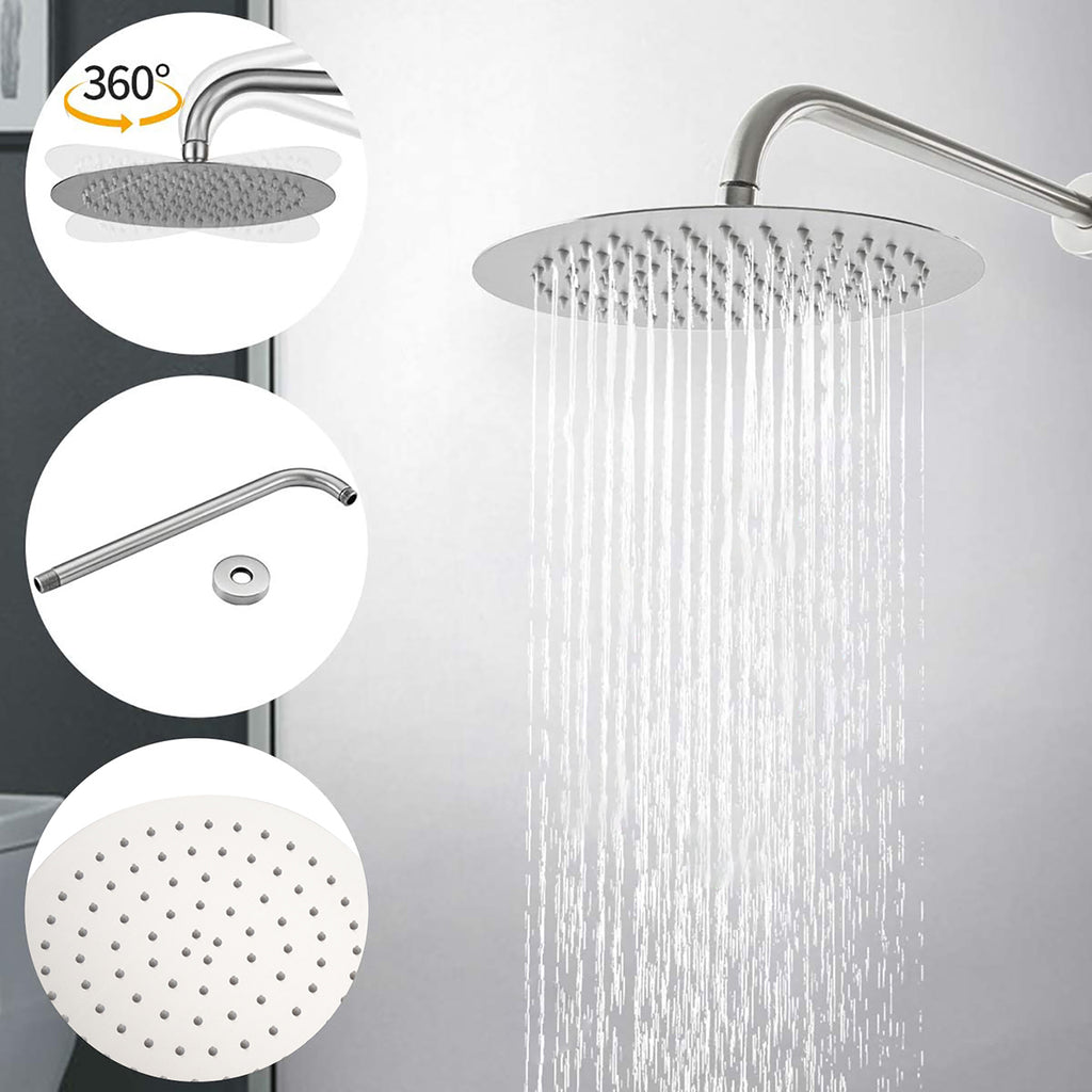 10" Brushed Nickel Round Rain Shower Head and Handheld Shower Head Set