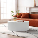 Contemporary Round Coffee Table with Handcrafted Relief