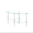 Transparent Oval Glass Coffee Table