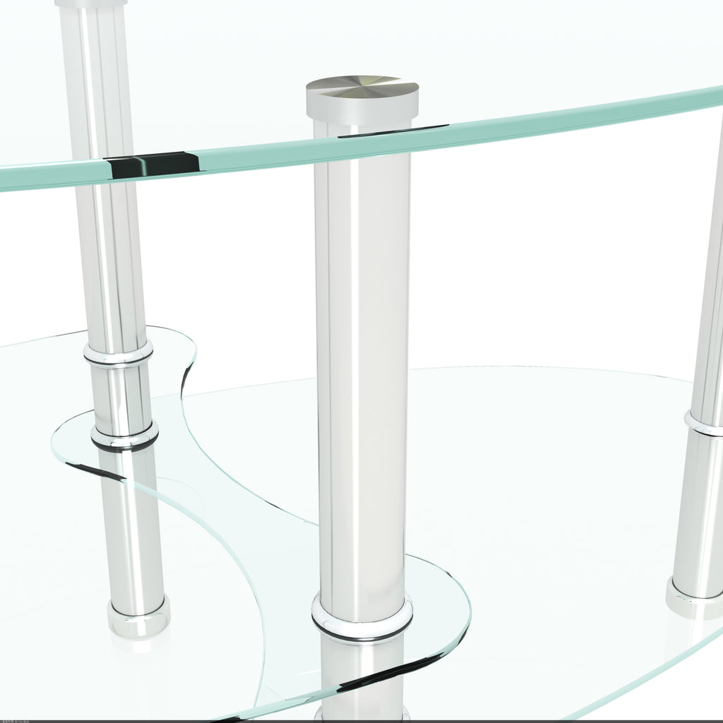 Transparent Oval Glass Coffee Table