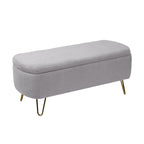 Grey Storage Ottoman Bench for End of Bed