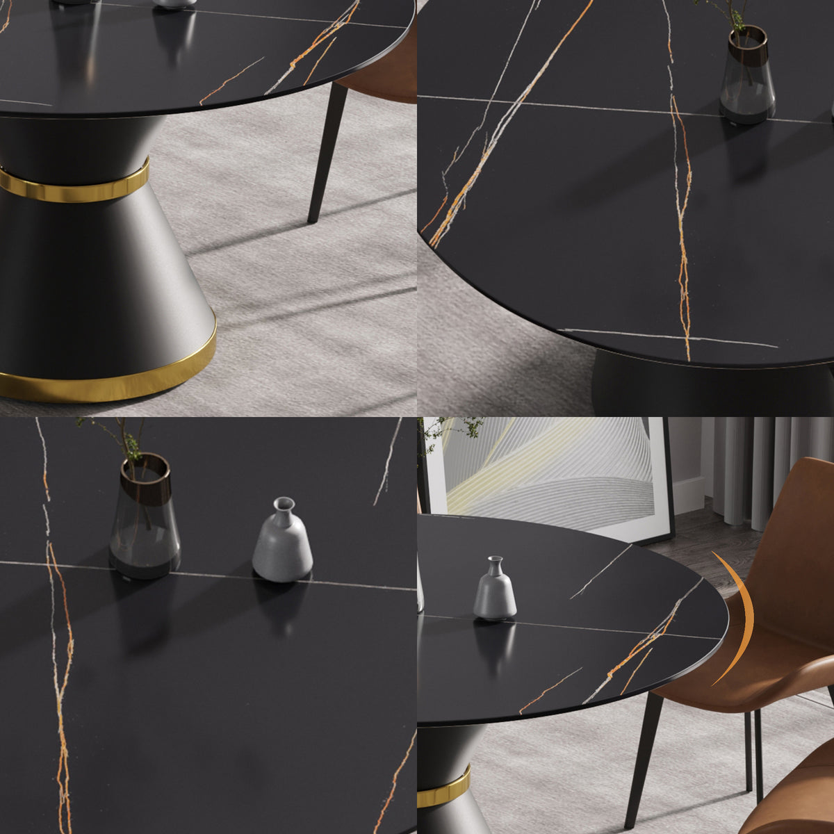 53.15" Modern Artificial Stone Round Dining Table