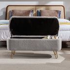 Grey Storage Ottoman Bench for End of Bed