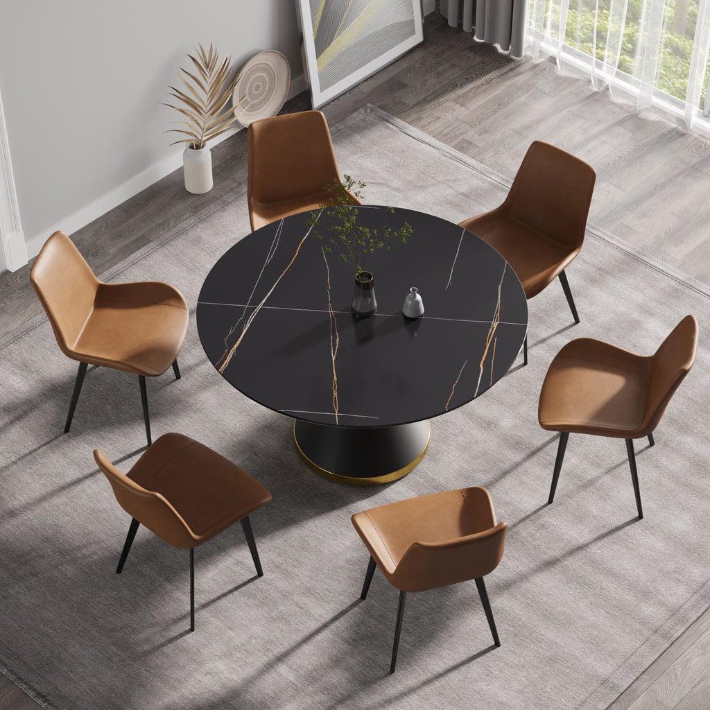 53.15" Modern Artificial Stone Round Dining Table