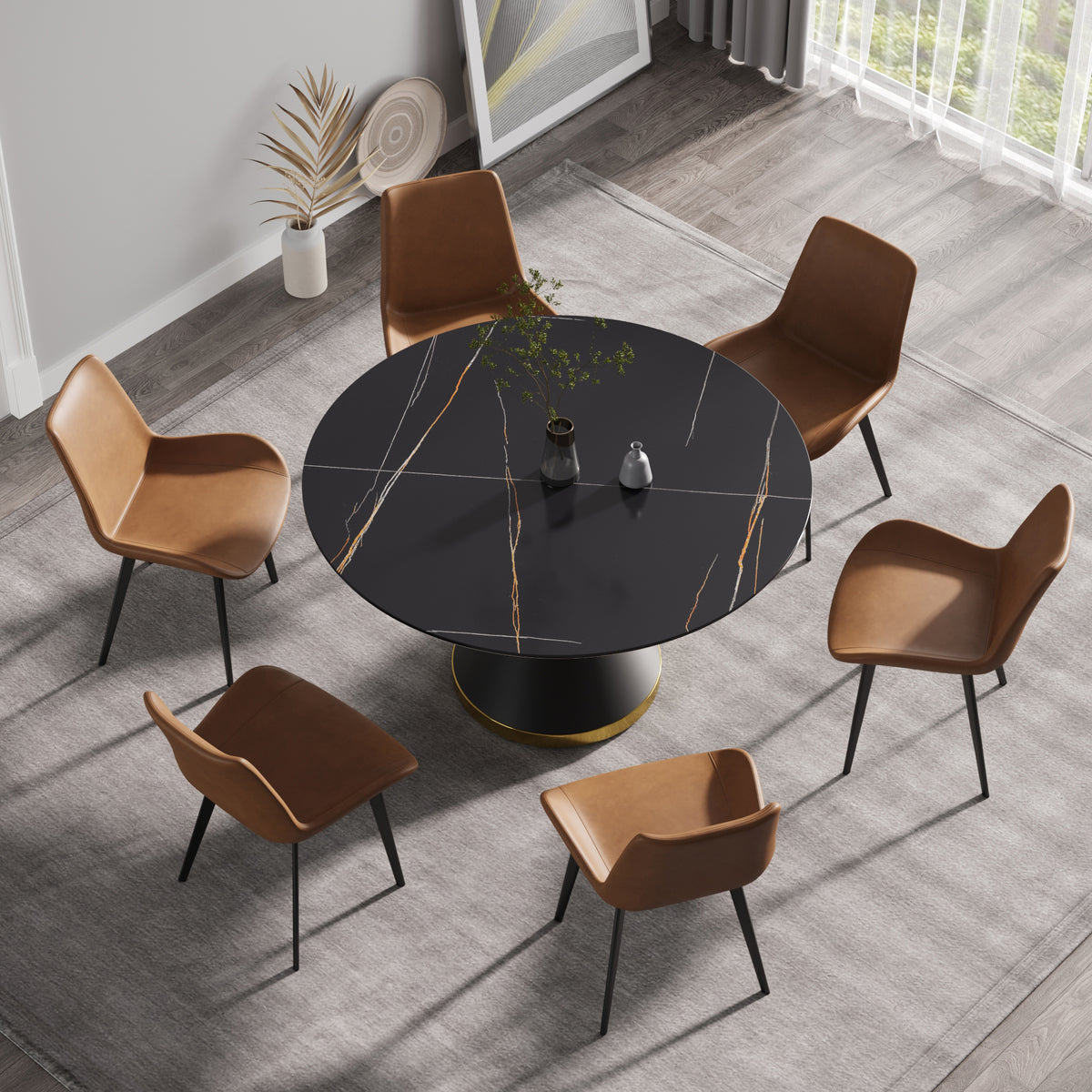 53.15" Modern Artificial Stone Round Dining Table