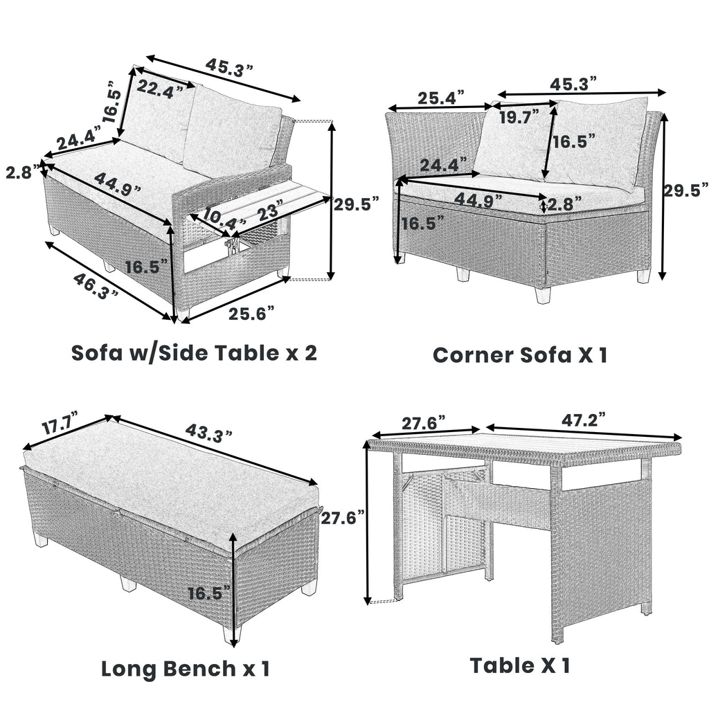 5-Piece Sectional Sofa Set