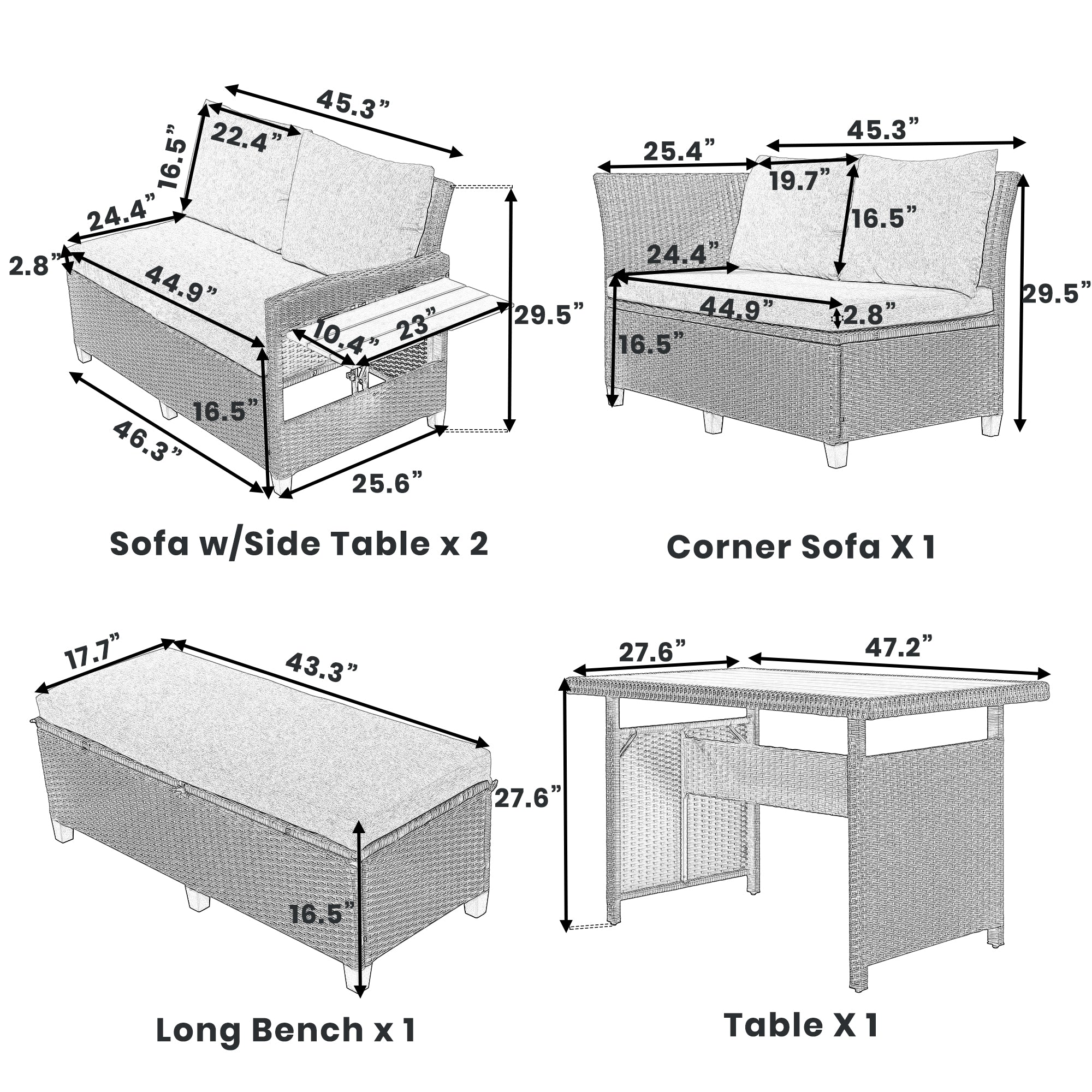 5-Piece Sectional Sofa Set