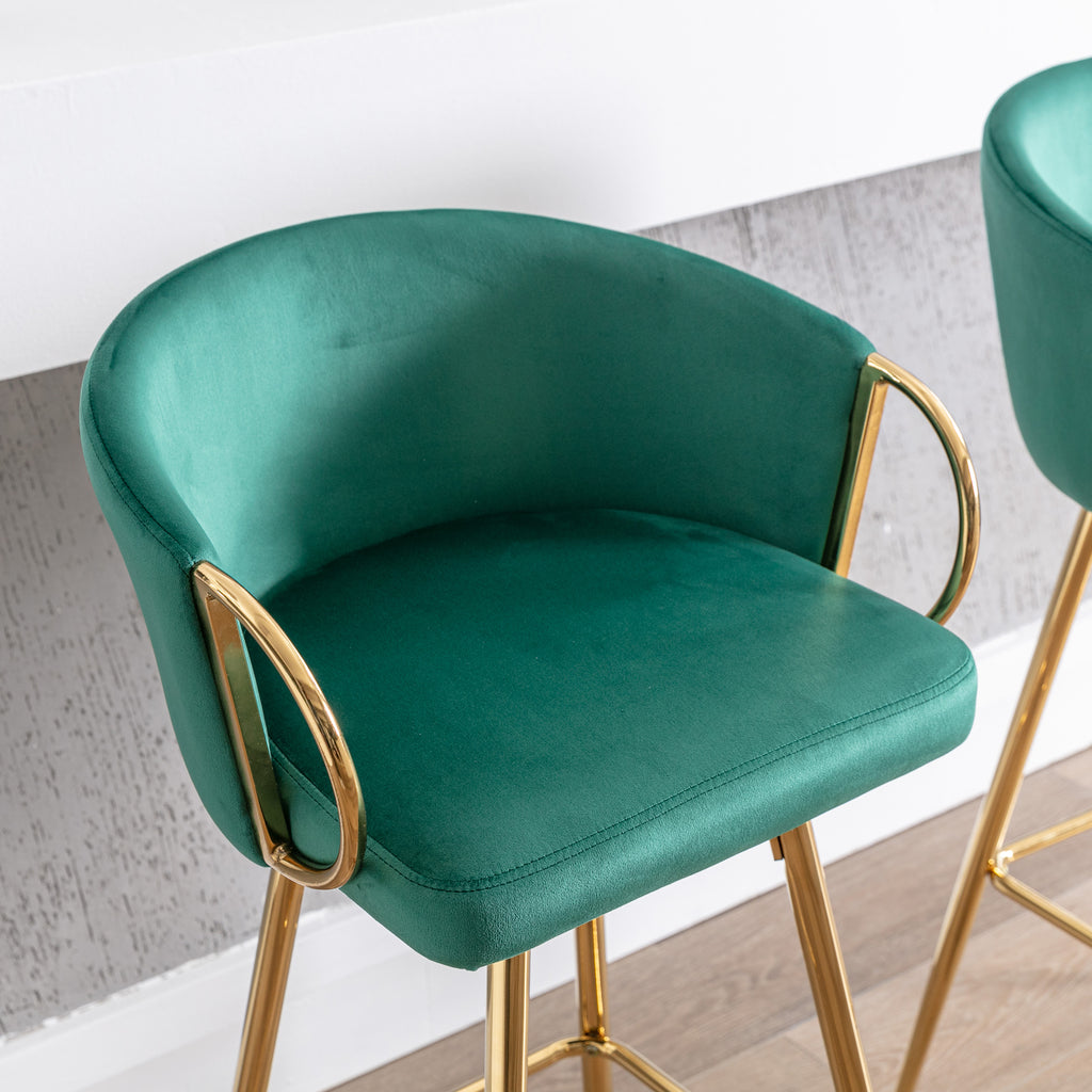 26 Inch Set of 2 Green Bar Stools