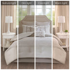 Embroidered 8 Piece Comforter Set - Neutral Queen