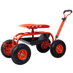 Rolling Garden Scooter Garden Cart Seat with Wheels and Tool Tray