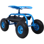 Rolling Garden Scooter Garden Cart Seat with Wheels and Tool Tray