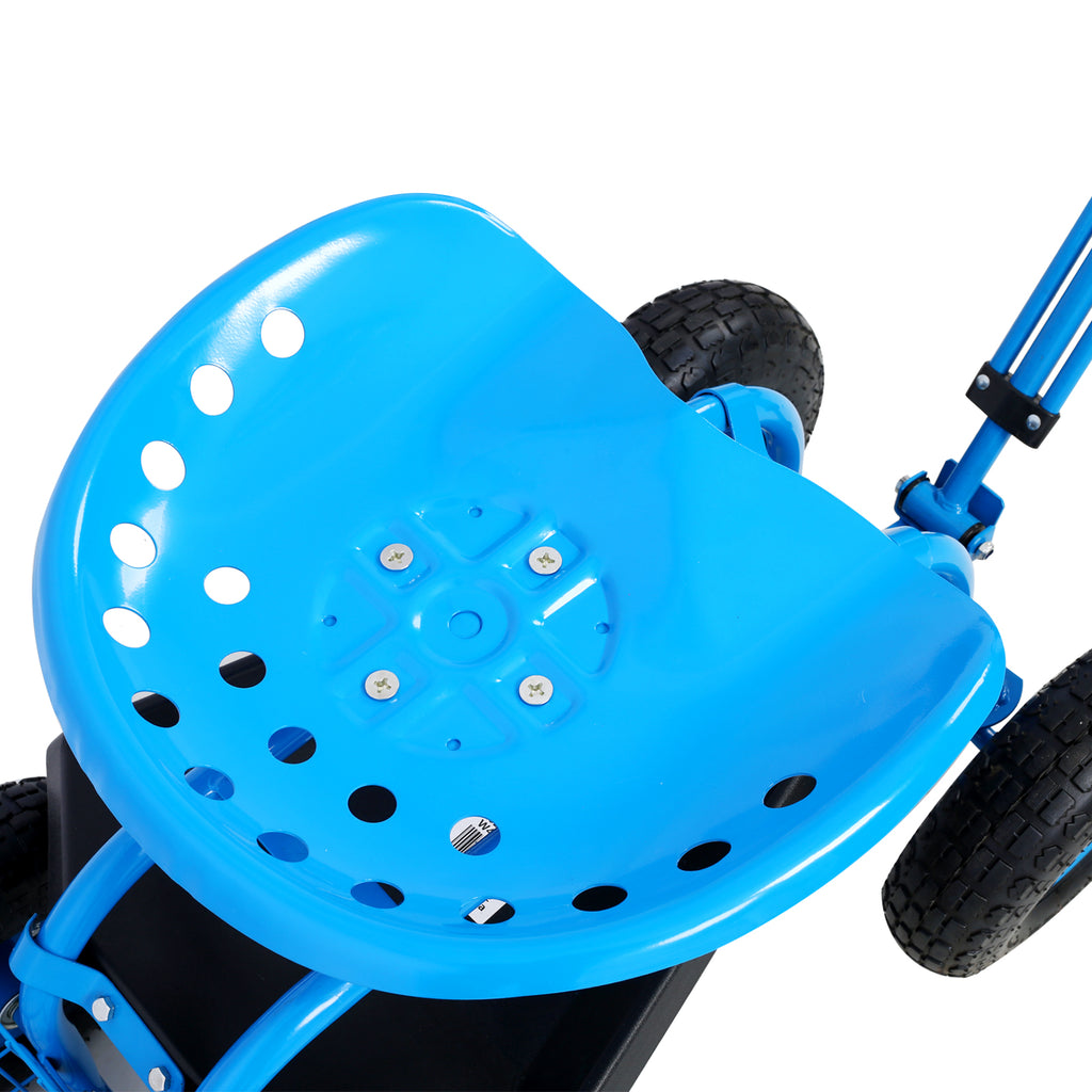 Rolling Garden Scooter Garden Cart Seat with Wheels and Tool Tray
